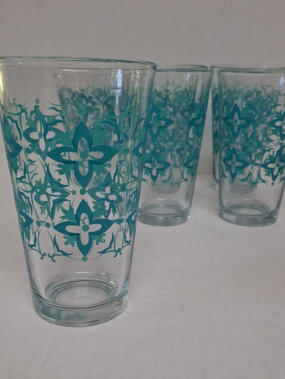 Vintage Libbey Mid Century Modern Atomic Teal Starburst Glasses - Set of 6